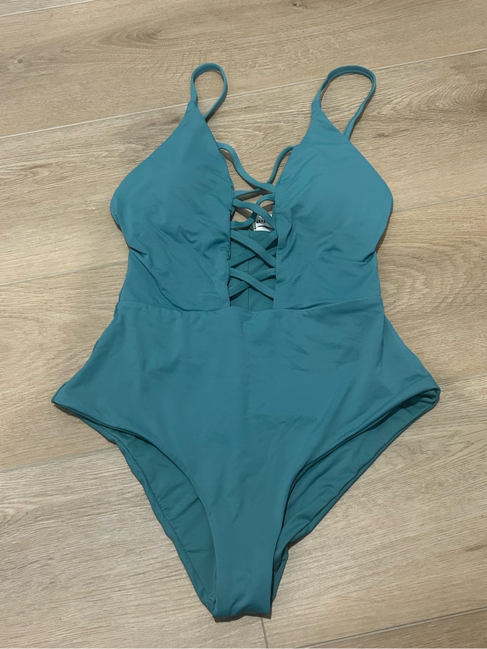 Dippin Daisys Teal Crisscross One-Piece Swimsuit XS EUC